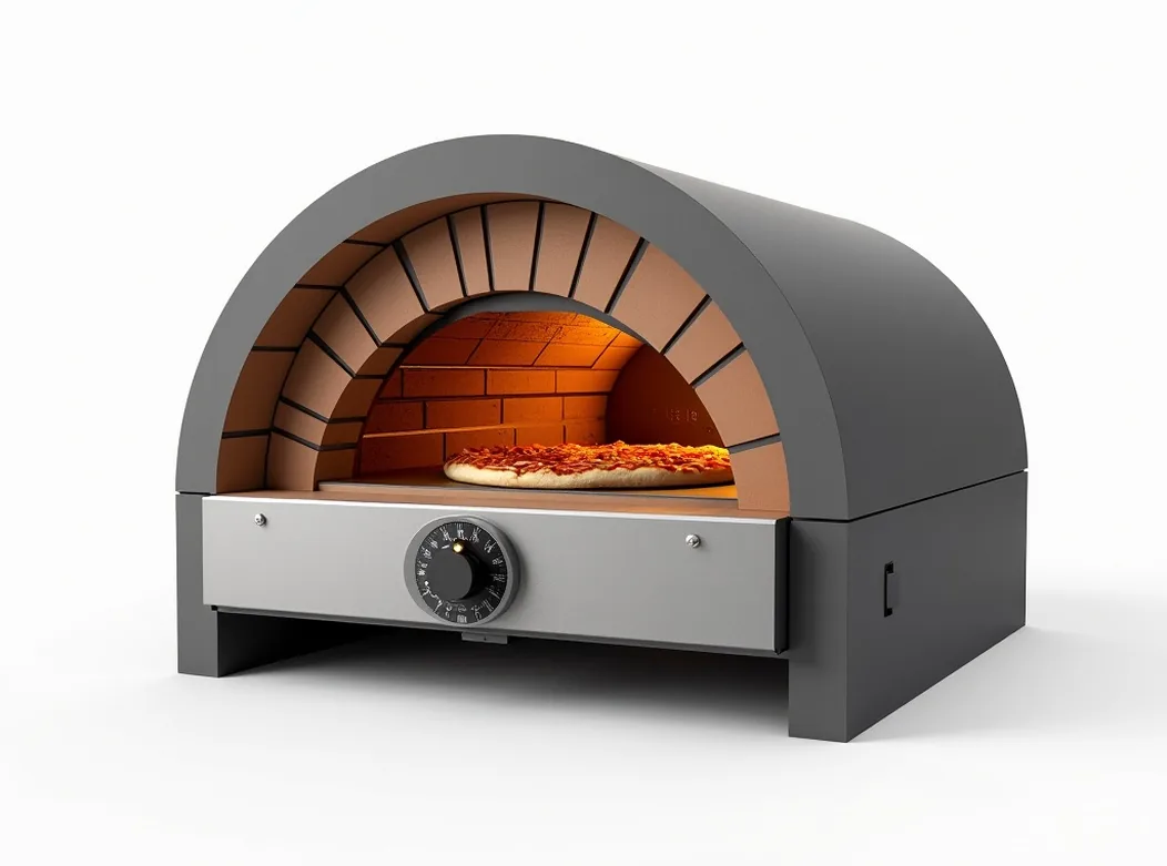 Aurelio Hybrid H100 large hybrid pizza oven cutaway view showing interior baking chamber and gas burner