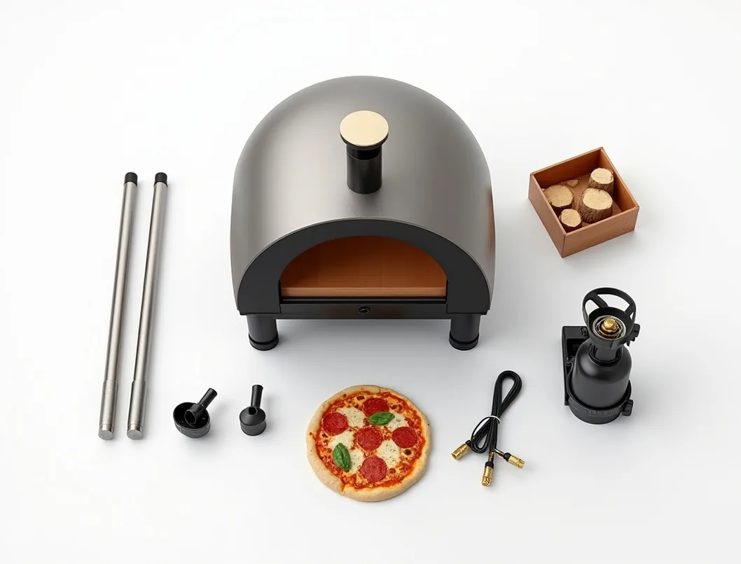 Napoli Compatta C65 portable hybrid pizza oven with detachable legs and accessories